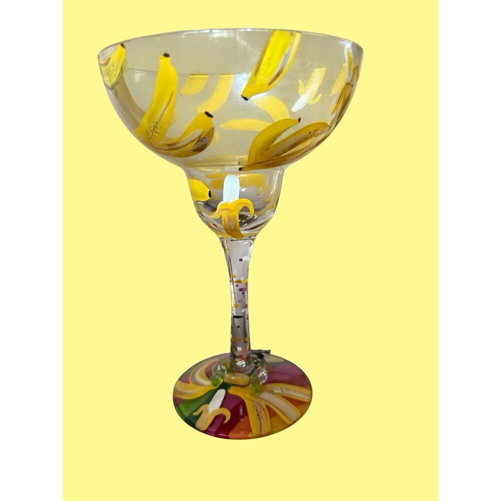 Lolita “Banana” Love My Margarita Glass Hand Painted W/Recipe On Bottom